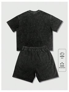 Conjunto de 2 Piezas para Niños, Camiseta y Pantalones Cortos, Poliéster/Algodón, Telas Cómodas, Estilo Urbano, Bordado, Transpirable - Product Image 2