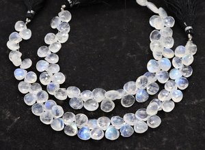 Cuentas facetadas de piedra lunar arcoíris natural AAA en forma de corazón de 9-10 mm, cuentas de piedras preciosas arcoíris, hilo de 10 pulgadas, por mayorista indio. - Product Image 2