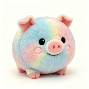 Juguete de peluche de cerdo personalizado con efecto tie-dye en colores pastel, cerdo de peluche suave multicolor, cerdo de peluche redondo arcoíris, almohada de cerdo suave de peluche. - Product Image 5