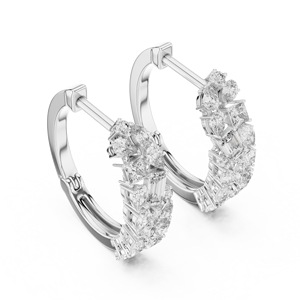 Boucles d'oreilles créoles en moissanite multi-formes en argent sterling 925, bijoux d'oreille imposants pour fêtes et mariages - Product Image 3