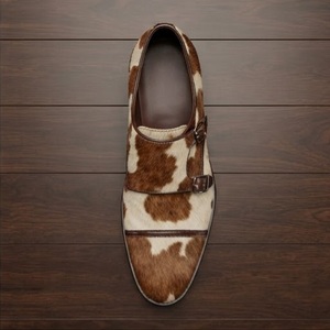 Zapatos de Vestir de Cuero Genuino con Estampado de Vaca, Cierre de Hebilla, Punta Redonda, para Todas las Temporadas, Calzado Formal para Hombre - Product Image 2