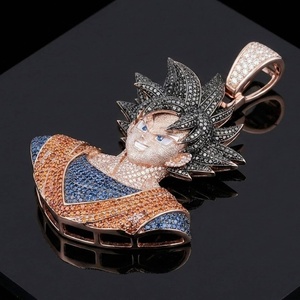 Colgante único de Goku con diseño hip hop y moissanita, de dibujos animados, unisex, en plata de ley 925, joyería fina, colgantes y dijes. - Product Image 2