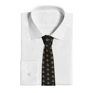 Corbata Masónica de la Logia Azul, Negra y Dorada 2026, Regalia Masónica, Logotipo Personalizado Impreso por Transferencia Térmica, Servicio OEM, Personalizable - Product Image 3