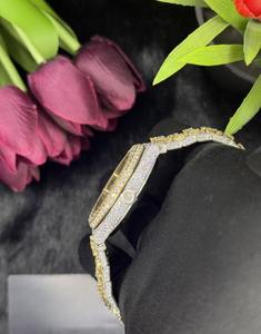 Luxury Square VVS Moissanite Yellow Gold Quartz <b>Watch</b> | ETA | Antique Business Style | Iced <b>Skeleton</b> Presidential Design | - Product Image 6
