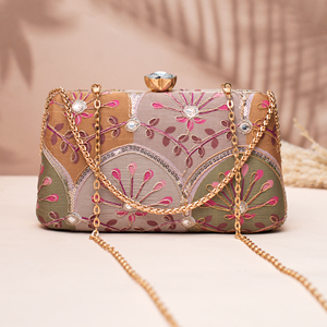 Multicolor Floral Patchwork <b>Clutch</b> Elegant Floral Handbag for <b>Wedding</b> and Party Occasions - Product Image 6