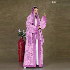Chiffon Open Front Long <b>Shrug</b> Kaftan Style with Graceful Prints, Modest Flowing Fit <b>for</b> Evening Wear - Product Image 3