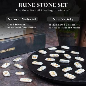 Pierres de Howlite Naturelle Gravées Symboles Futhark – Pierres de Collection Artistiques pour la Divination - Product Image 4