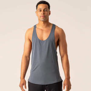 Camiseta sin mangas de punto con cuello redondo de color sólido para hombre, chaleco informal sin mangas, camiseta deportiva de algodón - Product Image 1
