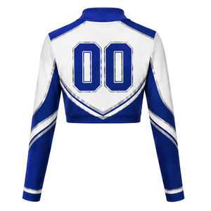 Maillot de sport à manches longues sublimé bleu roi et blanc pour équipe athlétique – Performance, entraînement, compétition - Product Image 2