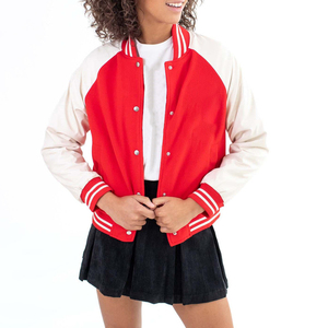 ผู้ผลิต OEM เสื้อแจ็คเก็ตเบสบอลขนสัตว์คุณภาพสูงสำหรับผู้หญิง แบบ Varsity  โลโก้สั่งทำ คอตั้ง สำหรับฤดูหนาว พิมพ์ลาย ระบายอากาศ กันน้ำ - Product Image 5
