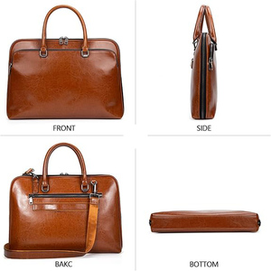 Maletín de Cuero Genuino al por Mayor para Hombre y Mujer, Marrón, Gran Capacidad, Resistente, para Portátil, Bolso de Diseño, Logotipo Personalizado OEM 2026 - Product Image 5