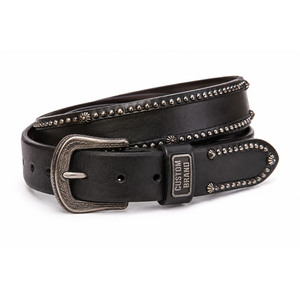 Genuine Leather <b>Belts</b> for <b>Men</b> Black Studded <b>Western</b> Cowboy <b>Belt</b> with Vintage Antique Silver Buckle Custom Brand Fashion <b>Belt</b> - Product Image 4