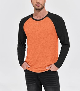 T-shirt à manches longues pour homme avec logo personnalisé, confortable, plusieurs options de couleurs, manches raglan, col tendance streetwear, grande taille - Product Image 6