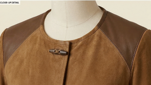Women's Brown Suede <b>Leather</b> Coat Slim Fit Premium <b>Jacket</b> Heated Solid Button Closure Elegant Winter Wear Soft Suede Long Stylish - Product Image 5