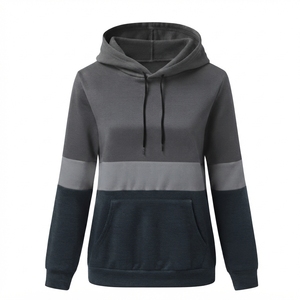 Sudadera con Capucha de Algodón 100% para Mujer, Estilo Casual, con Bloques de Color, para Otoño e Invierno, Manga Larga, con Cordón Ajustable - Product Image 1
