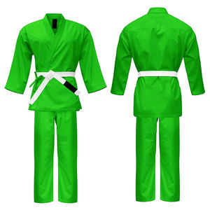Conjunto de Uniforme de Karate Verde Brillante, Poliéster y Algodón, Gi de Artes Marciales, Taekwondo Dobok, Ropa de Entrenamiento, Logotipo Personalizado - Product Image 1