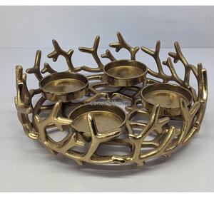 Support de bougie en aluminium finition or, bougeoir décoratif de Noël pour table, pot à bougie, support de décoration florale - Product Image 1