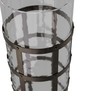 Jarrón Cilíndrico de Vidrio de 25 Pulgadas de Alto con Marco de Metal Rústico de 7 Pulgadas de Ancho para Ramas y Decoración Moderna del Hogar - Product Image 4
