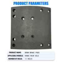 Plaquettes de frein à tambour de 17 mm d'épaisseur à 12 trous pour essieu arrière de camions lourds Sinotruk Shacman Foton Faw Cascadia OEM et remorques