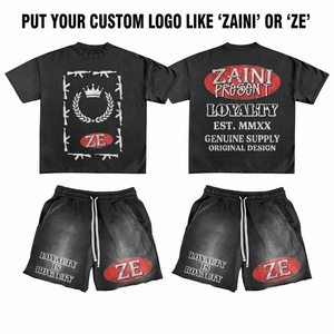 เสื้อยืดเจอร์ซีย์พรีเมียมสำหรับผู้ชาย ZAINI ผ้าโพลีเอสเตอร์ 100% ชุดเซ็ต 280 GSM สีดำ สตรีทแวร์ ปักโลโก้แบบนูนด้วยมือ - Product Image 1