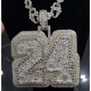 จี้ห้อยคอฮิปฮอปแบบกำหนดเอง ประดับเพชรโมอิสซาไนต์สังเคราะห์ 3 มิติ ตัวอักษรภาษาอังกฤษ  ทำจากเงินแท้ 925 สำหรับผู้ชาย - Product Image 3