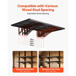 Heavy Duty 2-Tier Steel <b>Wall</b> Mounted Garage Shelving 1.64 X 4 Ft <b>Floating</b> Storage Unit with 19.68 X 48 Inch Per <b>Shelf</b> - Product Image 3