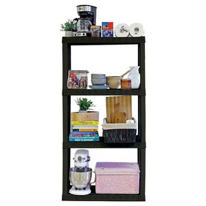 <b>Garage</b> <b>Shelves</b> Heavy Duty 4-Tier <b>Plastic</b> Storage Unit 57"H X 30"W X 14"D Black 400 Lbs Capacity - Product Image 3