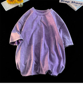 Camiseta de Manga Corta para Hombre, Cuello Redondo, 100% Algodón, Tejido de Punto, Corte Regular, Color Sólido, Estilo Casual, Lavado Mineral - Product Image 4