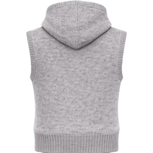 Pull d'hiver sans manches à fermeture éclair pour femme, style décontracté, avec sequins de football et patchs de rugby, sans poche, à capuche - Product Image 2