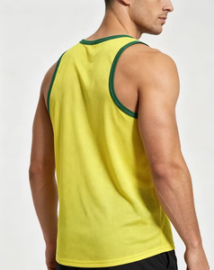 Men's Yellow Sleeveless Tank Top O-Neck Solid Color Casual Breathable Quick Dry Knitted Polyester/Cotton Athletic Wear Summer - Product Image 2