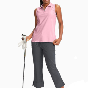 Chemise de golf sans manches pour femmes, impression numérique de haute qualité, demi-zip, respirante, confortable, tissu jersey tricoté, séchage rapide - Product Image 3