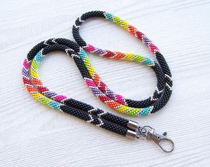 Handmade Colorful Beaded <b>Lanyard</b> Necklace Boho Style Key And ID Badge Holder for Women At Cheap Price - Product Image 1