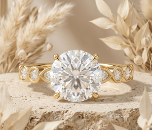 Bague de fiançailles solitaire en moissanite de luxe 2 carats, taille ronde, en or 14K, avec pierres d'accentuation serties clos, personnalisable OEM ODM, bijoux fins - Product Image 6