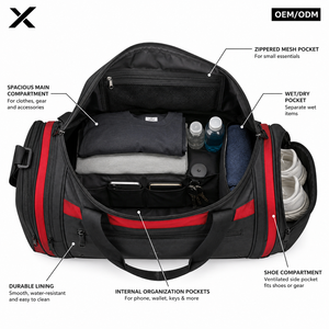 Custom Traditional Duffel Bag OEM ODM | Premium 600D Polyester Travel Gym Sports Duffel Bag | Private Label <b>Waterproof</b> Weekender - Product Image 5