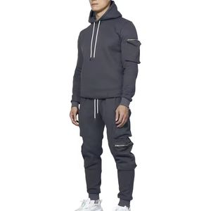 Streetwear <b>Men</b> <b>Pullover</b> Running Heavy Weight Tracksuit Fleece Vintage Hoodie and Jogging Set - Product Image 5