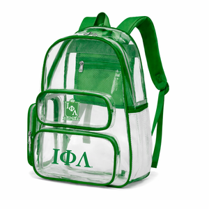 Iota Phi Lambda Sorority Clear Backpack Transparent Carry <b>Bag</b> Clear Daypack PVC Bookbag See Through Security Approved Clear <b>bag</b> - Product Image 1