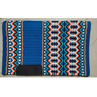 Tapis de selle pour cheval en laine mélangée tissé à la main, motif géométrique bleu turquoise et orange, style occidental, motif aztèque, couleur personnalisable