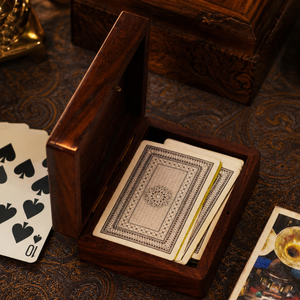 Handmade Indian Rosewood Playing <b>Card</b> Box | Brass Inlay Wooden Deck Holder Case | Luxury Poker <b>Card</b> Storage Organizer <b>Gift</b> - Product Image 2