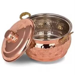 Stainless Steel Hammered Casserole Hot Pot Food Warmer Non-Stick Dishwasher Safe 33cm Diameter Traditional Serving Handi Pot - Product Image 1