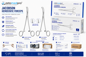 Pinzas Hemostáticas JACOBSON con Mordazas Dentadas Muy Delicadas, Ligeramente Curvadas 7-1/2in 19.0cm o Totalmente Curvadas 7-1/4in 18.4cm ZETOMEDPRO - Product Image 5