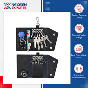 Portefeuille porte-clés en cuir PU multifonctionnel, taille personnalisée, qualité exceptionnelle, directement de l'usine, origine Inde. - Product Image 3