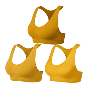 <b>Women</b> Sports Bra High Support Hollow <b>Back</b> Yoga Gym Bra Black White Gray Three <b>Pack</b> - Product Image 2