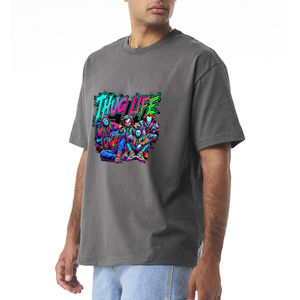 Camisetas de Hombre Y2K con Estampado Gráfico Extra Grande, Camisetas de Manga Corta Estilo Vintage Lavado, Camisetas Casuales 100% Algodón, Camiseta Negra - Product Image 2