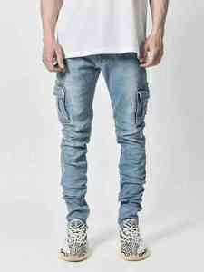 Jeans de Diseñador para Hombre, Corte Slim Fit, al por Mayor, de Alta Calidad, a la Moda, Negros, Estilo Biker, Cintura Media, Ropa Urbana - Product Image 3