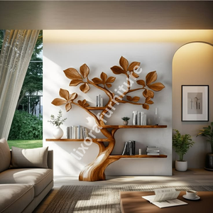 Modern Artistic Tree Shaped Wall Mounted <b>Solid</b> <b>Wood</b> Floating Bookshelf Luxury Decorative Display Rack - Product Image 6