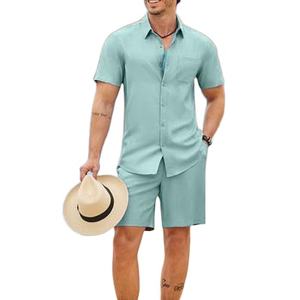 Le tissu est doux, extensible et respirant, idéal pour la peau. Ensemble deux pièces été homme/femme, short, idéal pour sortir. - Product Image 3