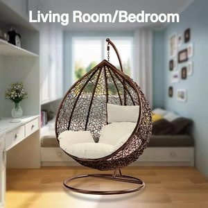 Premium Modern PE Rattan Hanging <b>Swing</b> Chair Waterproof Cushion Customized Logo Outdoor Balcony <b>Patio</b> Garden Furniture Seat 1 - Product Image 4