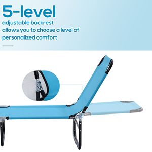 Leggero # Lettino Prendisole Portatile a 5 Posizioni - Sdraio Pieghevole con Cuscino in Olefin e Materiale PE - Product Image 4