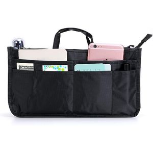 Organisateur de sac à main grande capacité à 13 compartiments avec poignée, imprimé noir, insert intérieur pour sac à main, accessoire féminin - Product Image 3