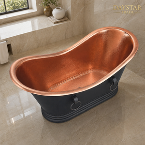 อ่างอาบน้ำทองแดงทรงรีแบบตั้งพื้น Daystar Trade รุ่นหรูหรา ผลิตด้วยมือ คลาสสิก สำหรับผู้ใหญ่ ทนทาน - Product Image 2